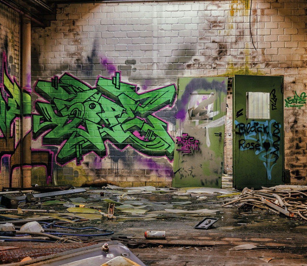 Szklana płyta ochronna na kuchenkę - budynek,graffiti