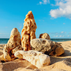 Szklana płyta ochronna na kuchenkę - plaża,kamienie