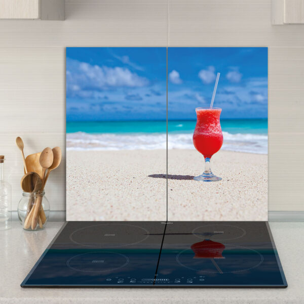 Szklana płyta ochronna na kuchenkę - plaża,drink - obrazek 3