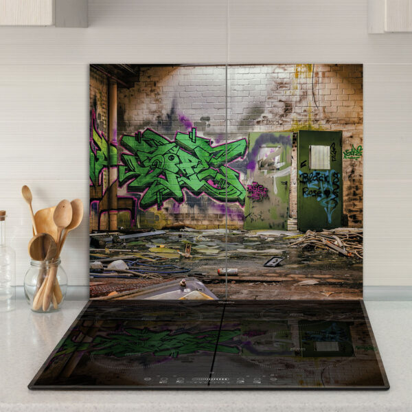 Szklana płyta ochronna na kuchenkę - budynek,graffiti - obrazek 3