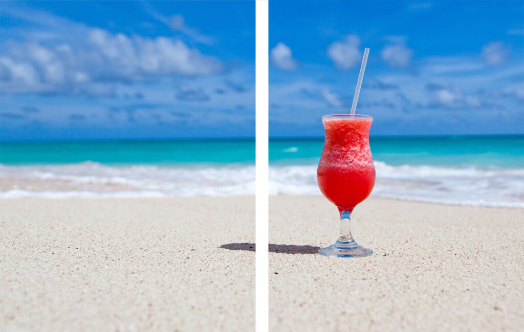 Szklana płyta ochronna na kuchenkę - plaża,drink