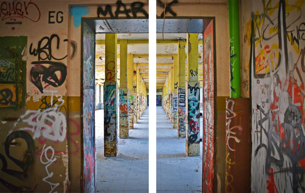 Szklana płyta ochronna na kuchenkę - budynek,graffiti