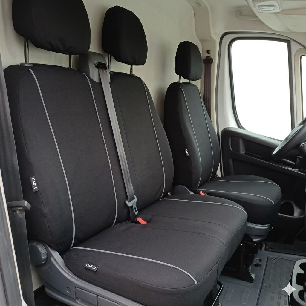 Wnętrze busa z pokrowcami premium na fotelach